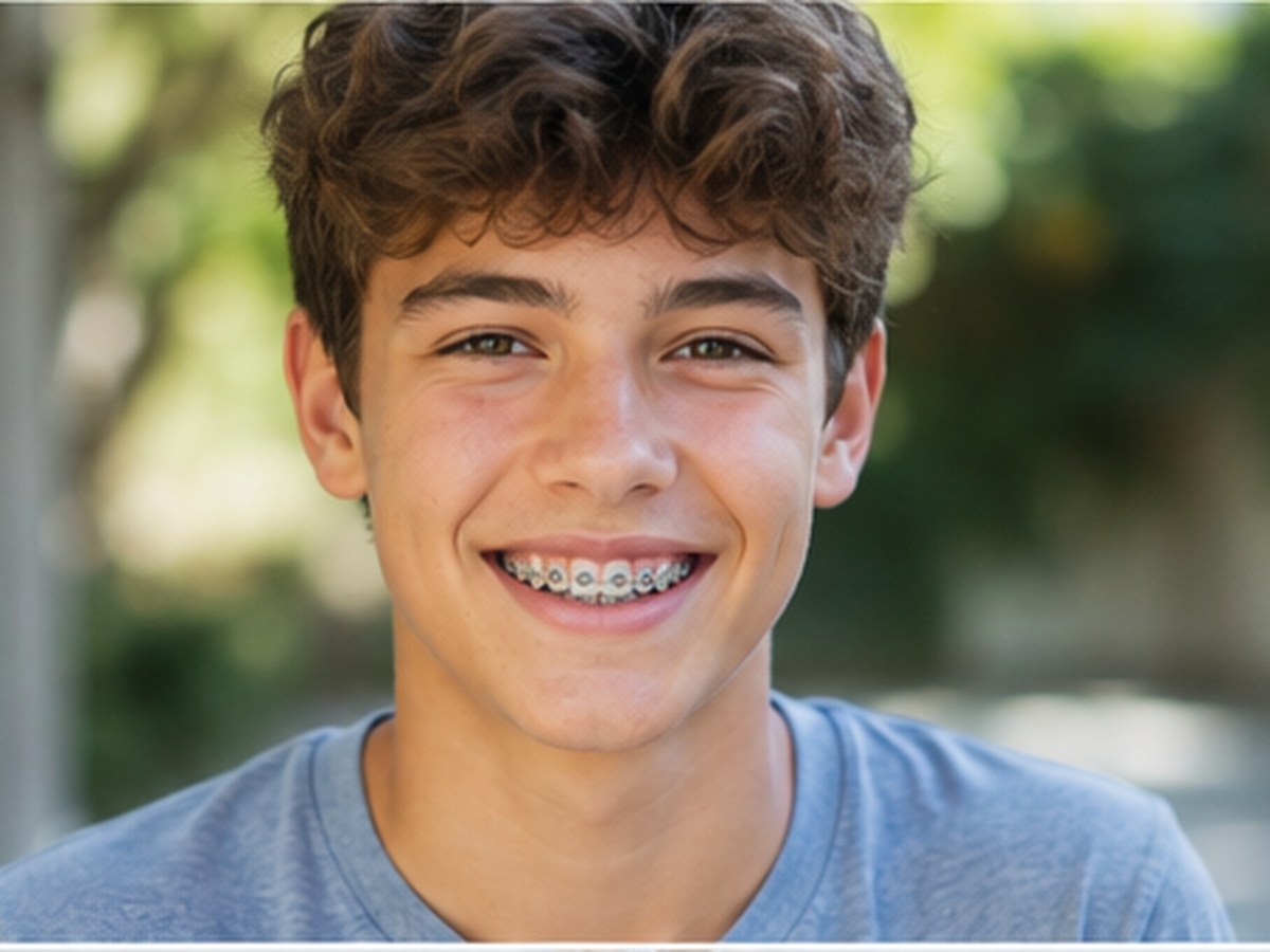 Smiling teenage boy wearing braces — Braces in Victoria, BC